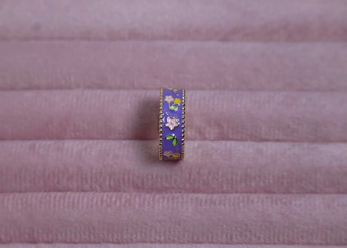 Floral & Cherry Enamel Ring
